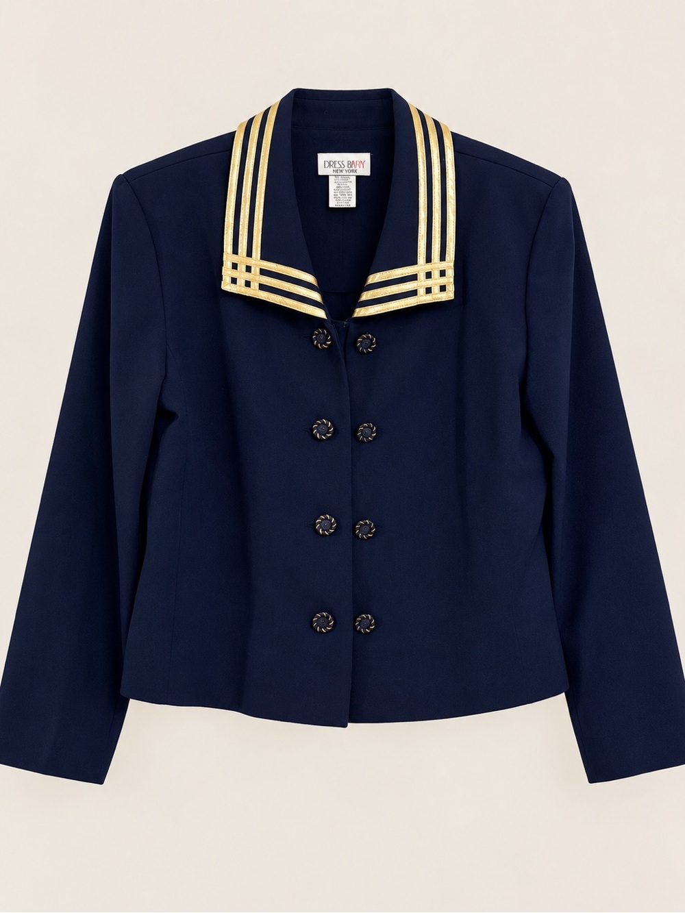 Vintage Dress Savvy New York Navy Gold Nautical Blazer